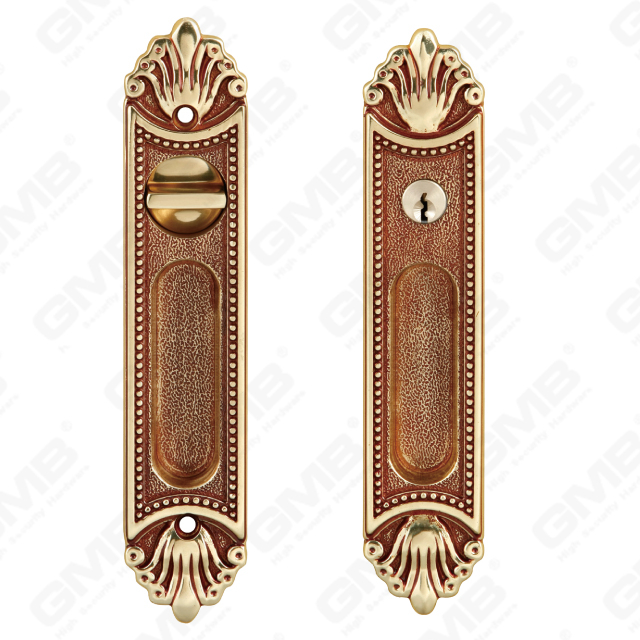 Poignées en laiton poignée de quincaillerie de porte en bois poignée de porte de serrure sur plaque pour serrure à mortaise (B-Y6601-OG)