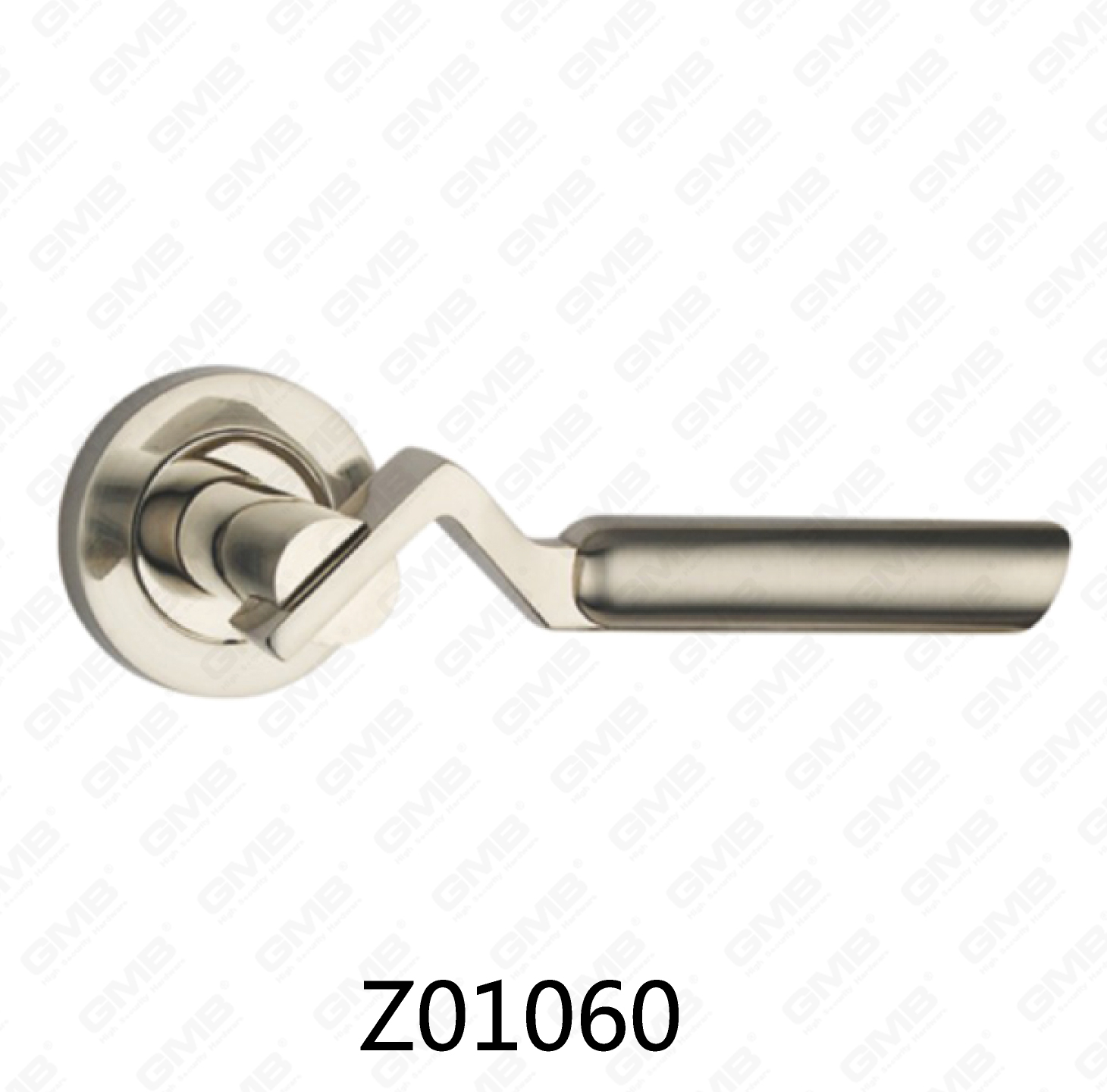 Poignée de porte en aluminium en alliage de zinc et rosace en zamak avec rosace ronde (Z01060)