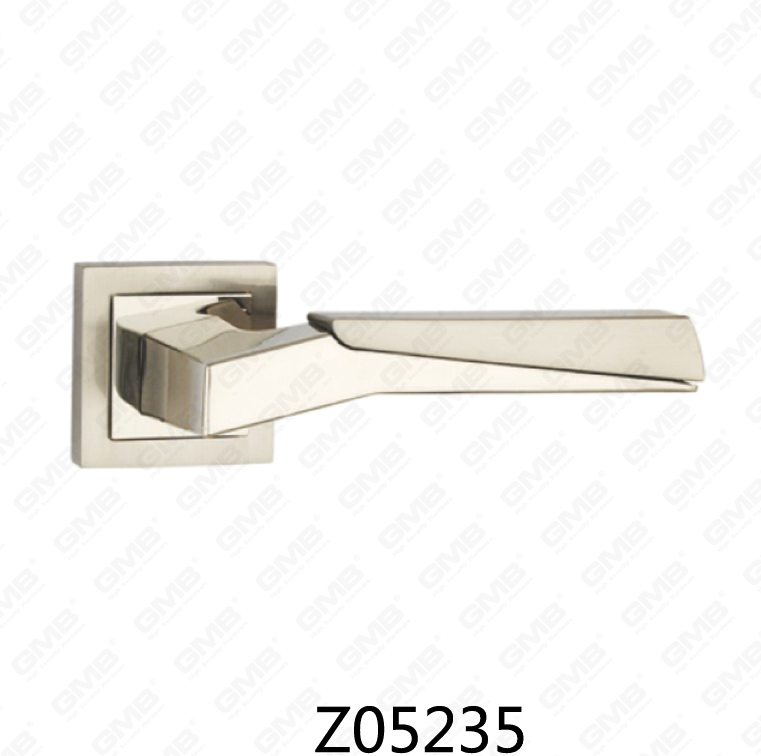 Poignée de porte en aluminium en alliage de zinc et rosette avec rosette ronde (Z05235)