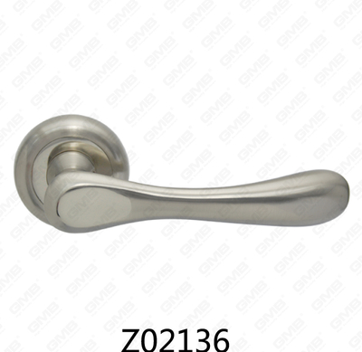 Poignée de porte en aluminium en alliage de zinc et rosette avec rosette ronde (Z02136)
