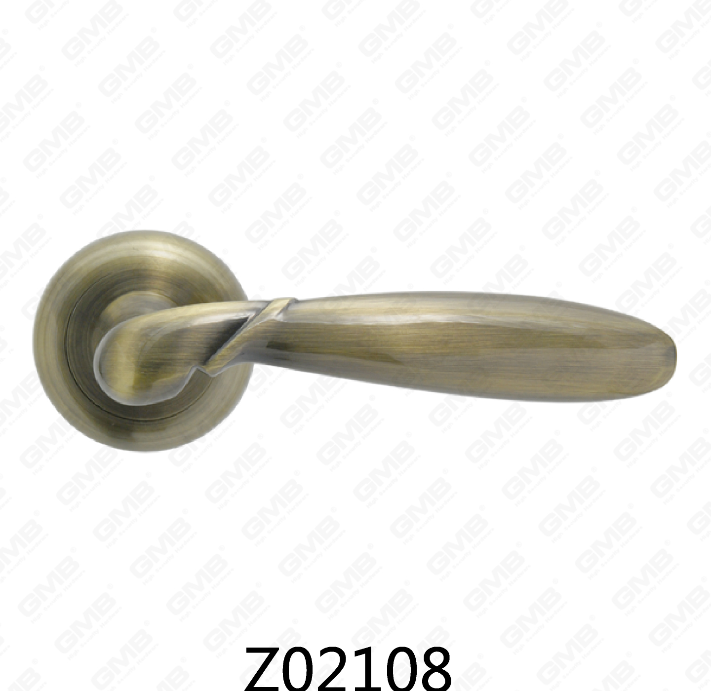 Poignée de porte en aluminium en alliage de zinc et rosace en zamak avec rosace ronde (Z02108)