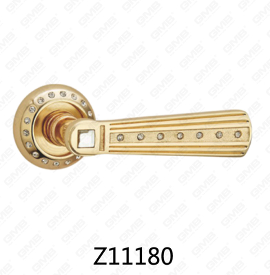 Poignée de porte en aluminium en alliage de zinc et rosace avec rosace ronde (Z11180)