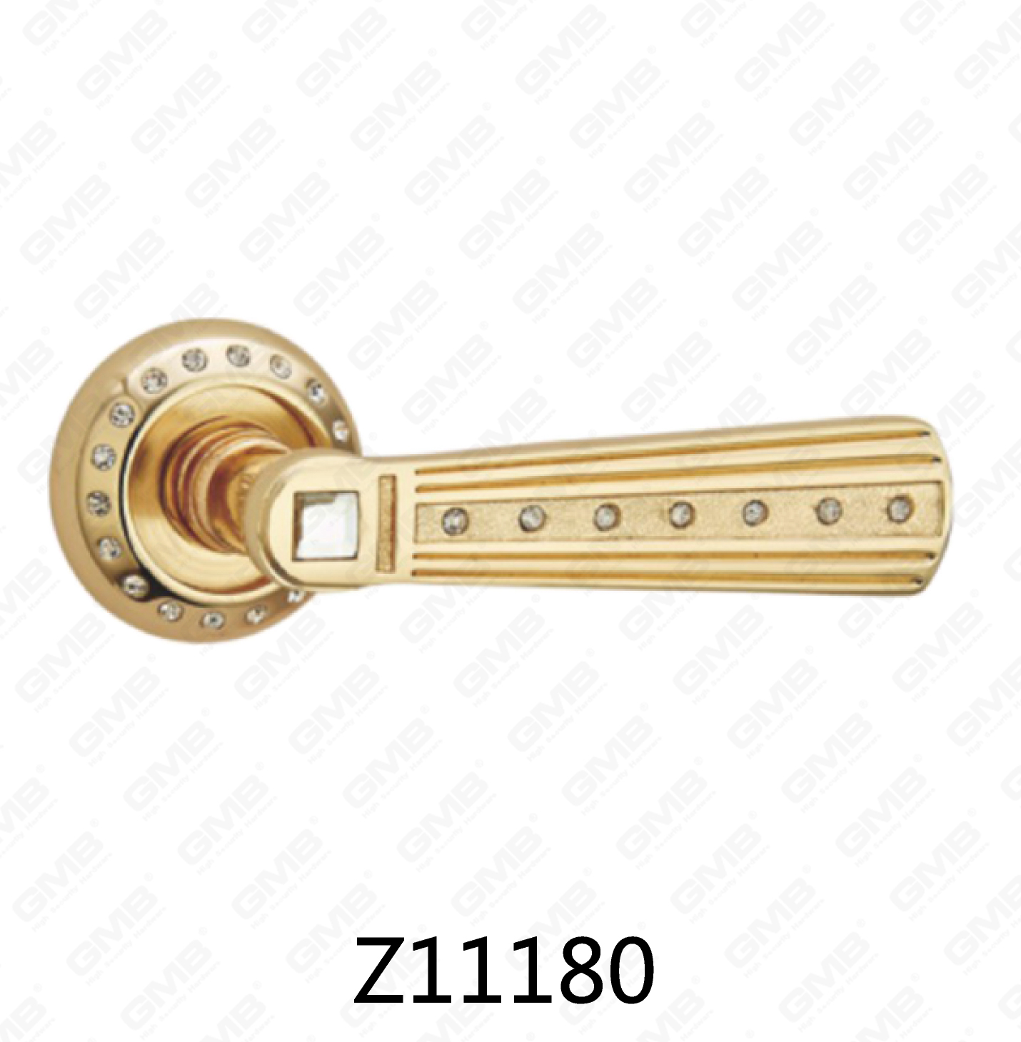 Poignée de porte en aluminium en alliage de zinc et rosace avec rosace ronde (Z11180)